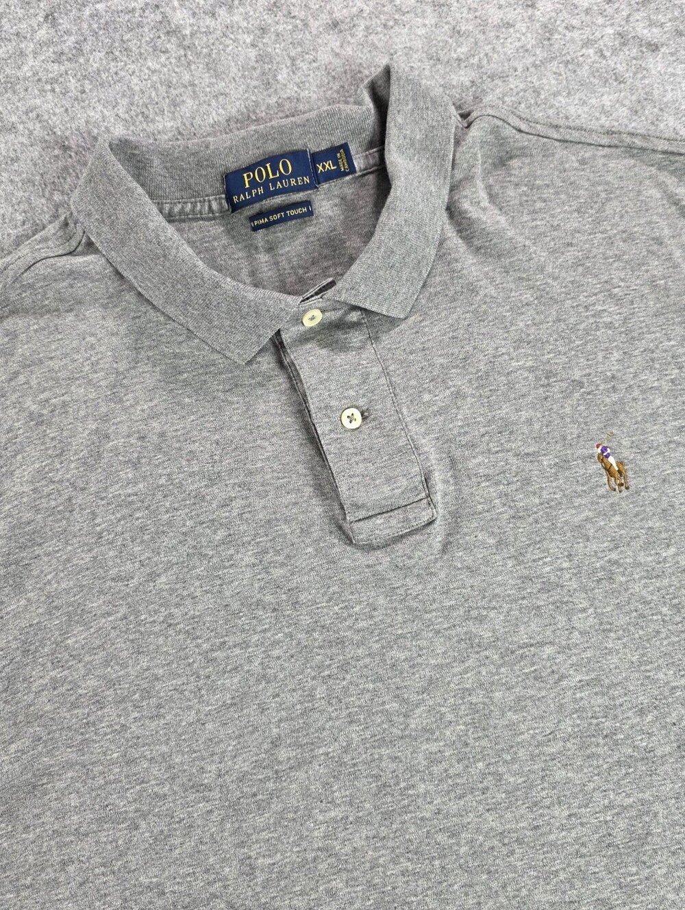 Ralph Lauren Gray Polo Shirt with Flesh Pony Pima Cotton Sz 2XL